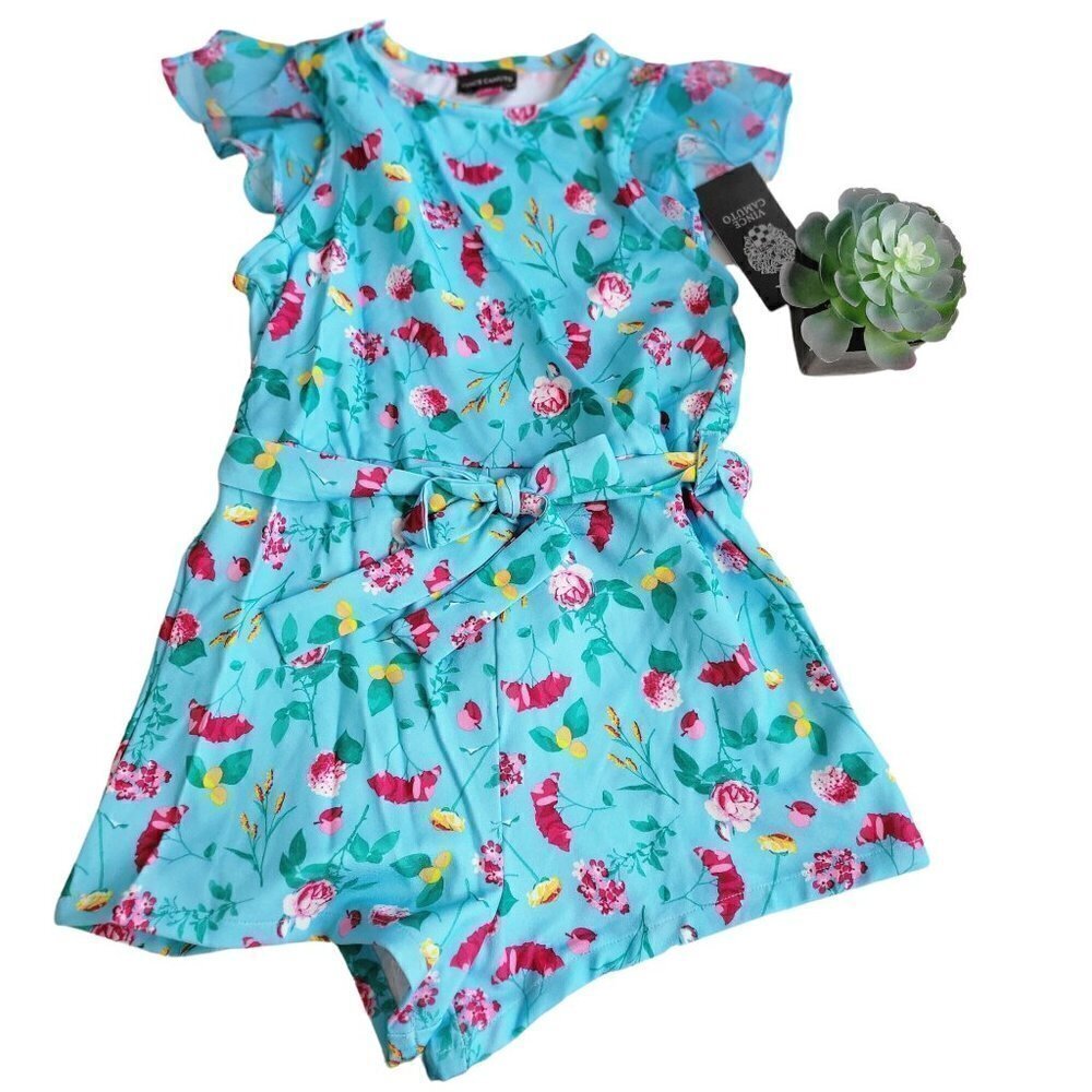 Vince Camuto Girls Floral Romper Summer Dress Little Girl Size 6X